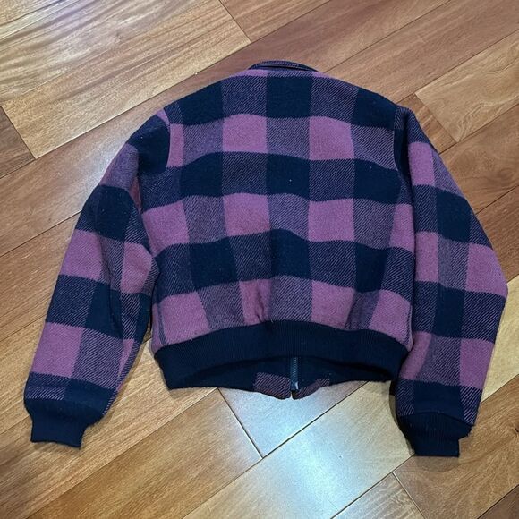 Woolrich Vintage Wool Jacket Plaid Zip Up Women’s Made In USA Bomber Style Sz M - Picture 4 of 9